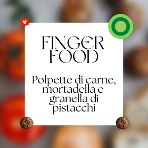 Finger food: polpette di carne, mortadella e granella di pistacchi