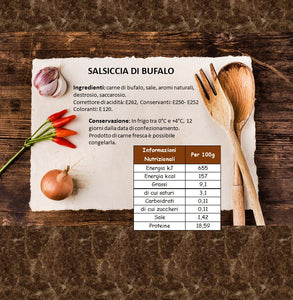 Salsiccia di Bufalo Italia, da 500gr o 1kg