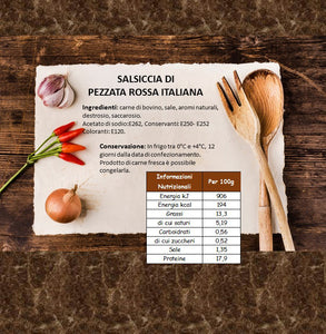 Salsiccia di manza Pezzata Rossa Italiana, da 500gr o 1kg